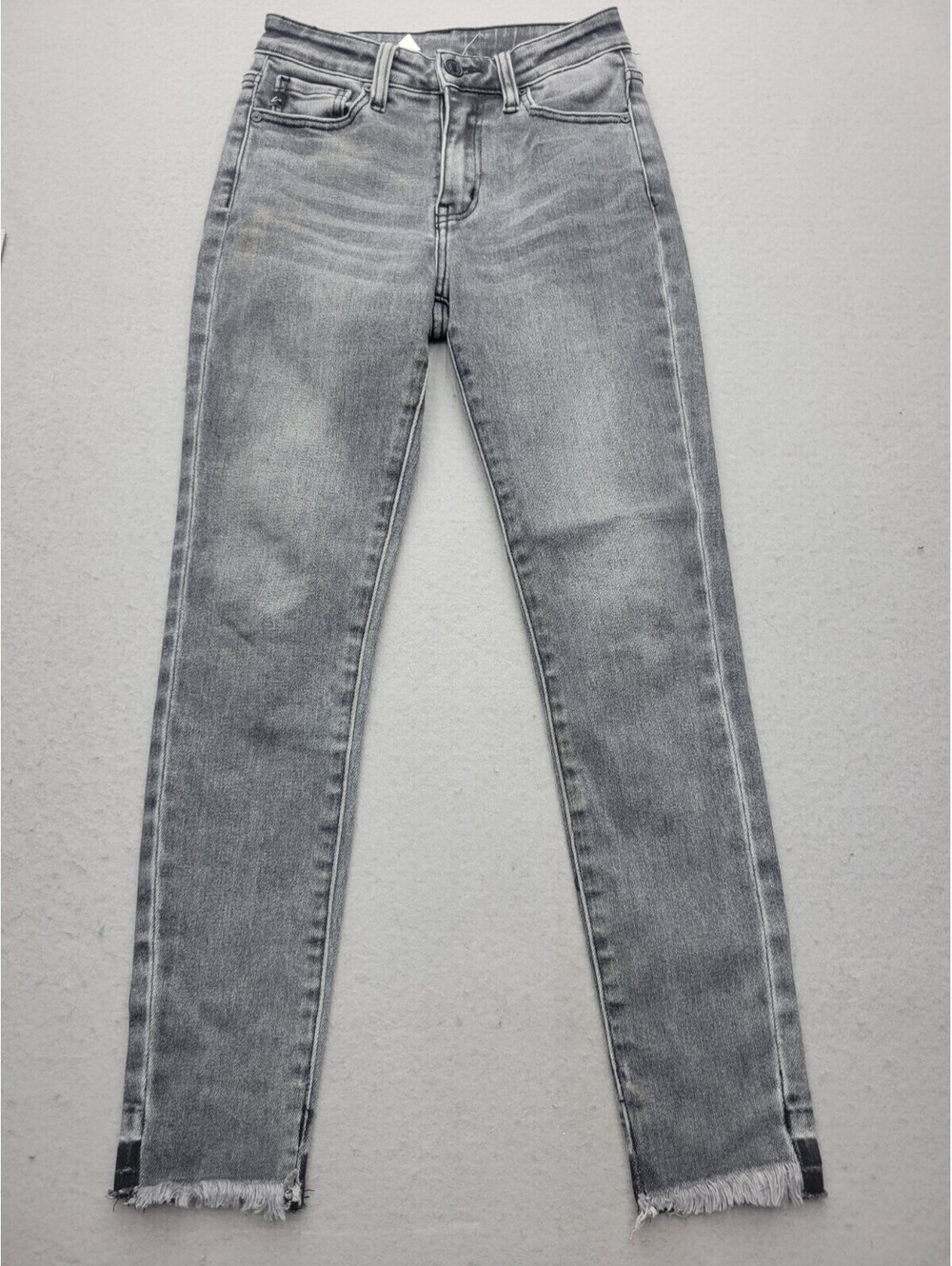 Kancan Women Jeans 1 Gray Skinny Light Wash Cotton Blend Mid Raw Hem Classic